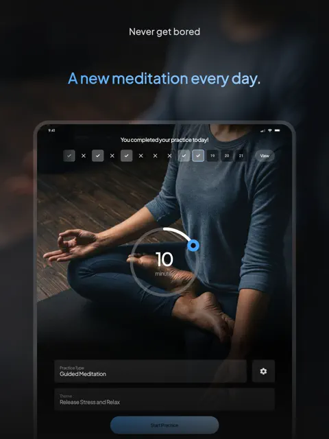 Meditation Down Dog daily guided meditation app interface