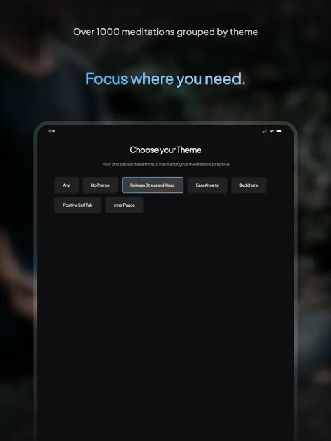 Meditation Down Dog theme selection screen